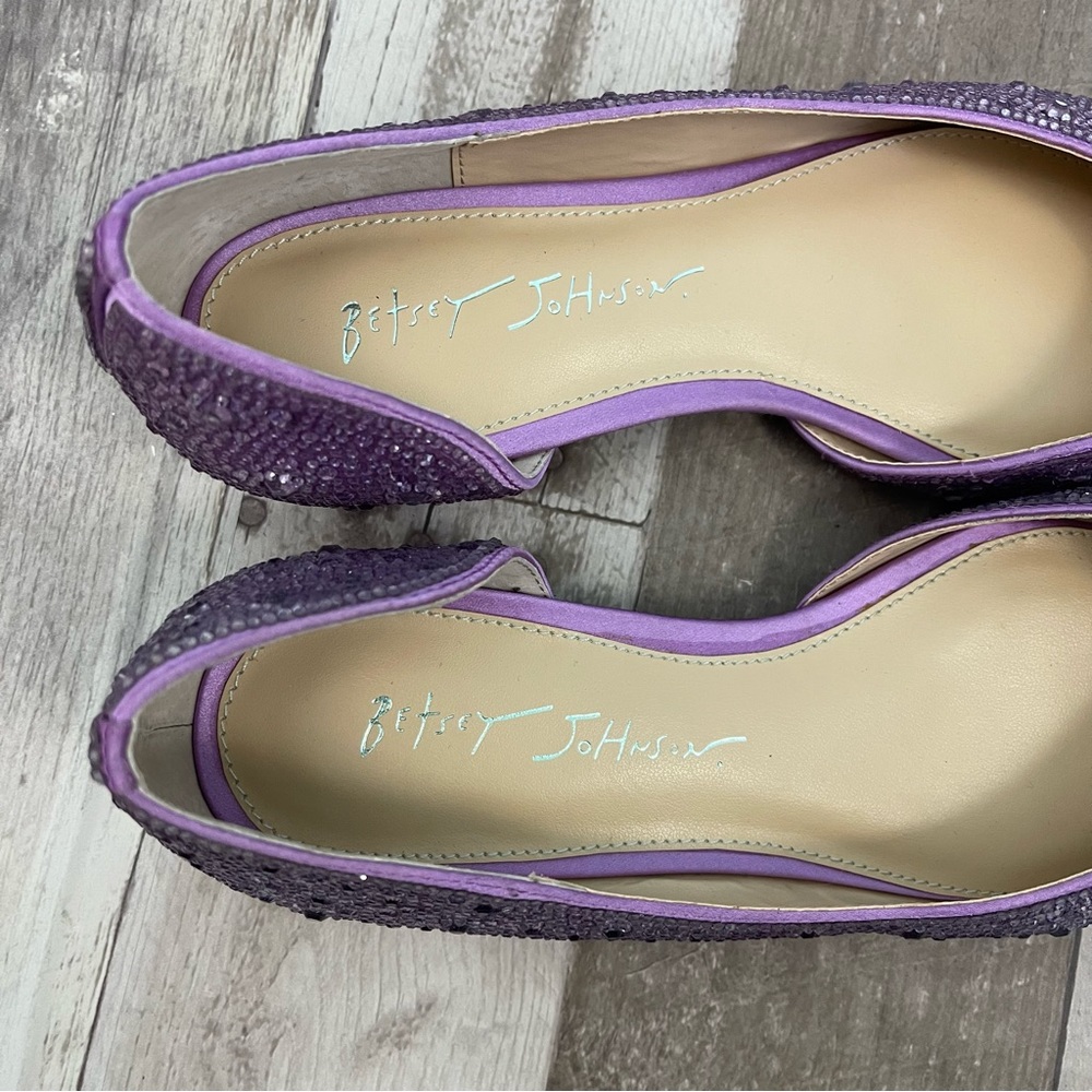 Betsey Johnson Remy Flat Pointed Toe Embellished Size 6 1/2 M Purple - Picture 12 of 12